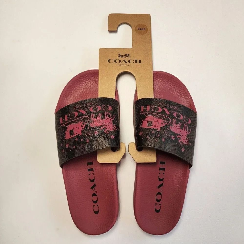 NWT Coach CN703 Uli Sport Slide Signature Canvas Horse Carriage Women’s Size 6